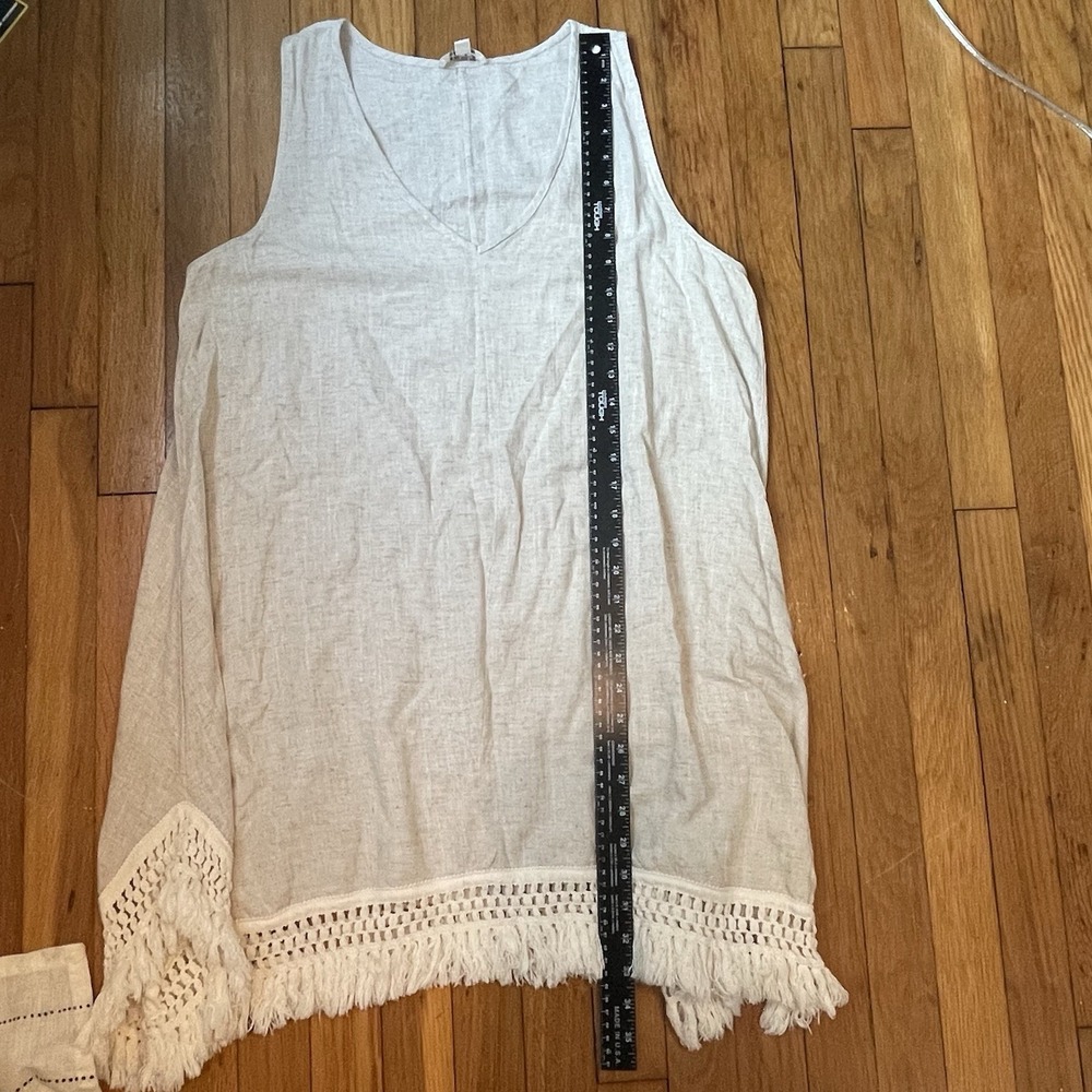Umgee Large Boho Linen Cotton Shift Dress Crochet Lace Hem Festival Western EUC - Picture 8 of 8